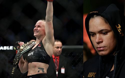 Valentina Shevchenko (L) and Amanda Nunes (R)