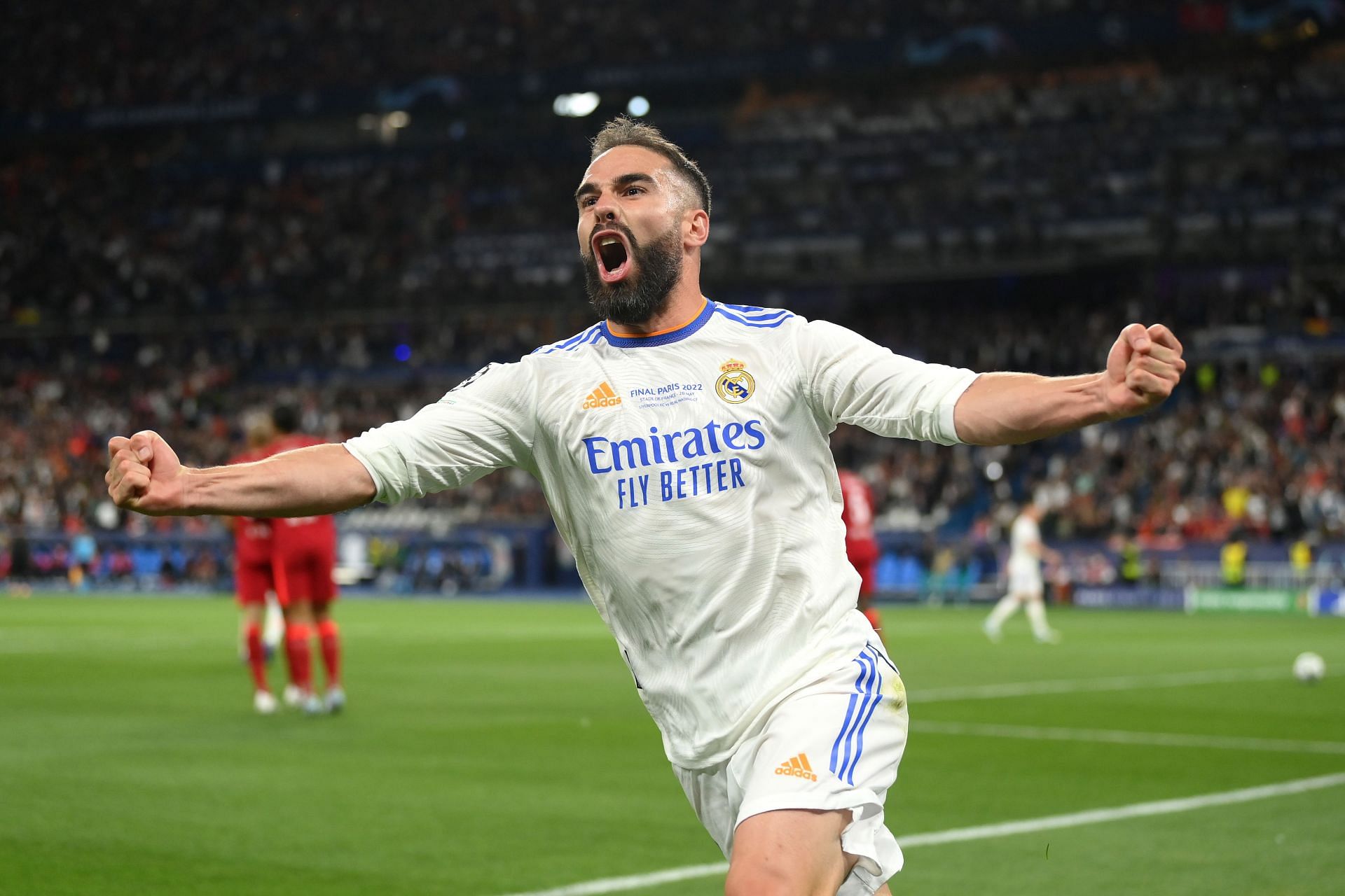 Carvajal celebrates after the UEFA Champions League Final 2021/22
