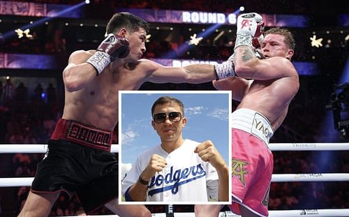 From left to right: Dmitry Bivol, Gennadiy Golovkin, Canelo Alvarez [ Image credits: @bivol_d and @gggboxing /Instagram ]