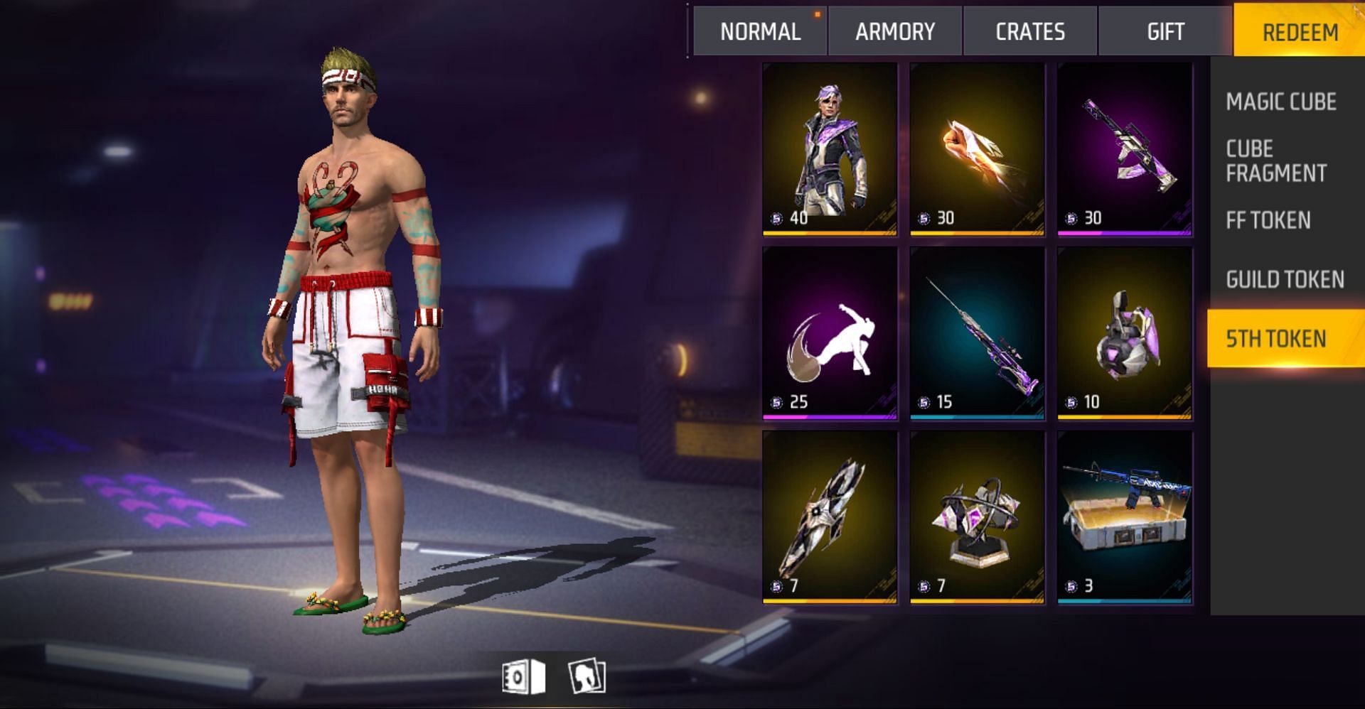 The items available for redemption (Image via Garena)