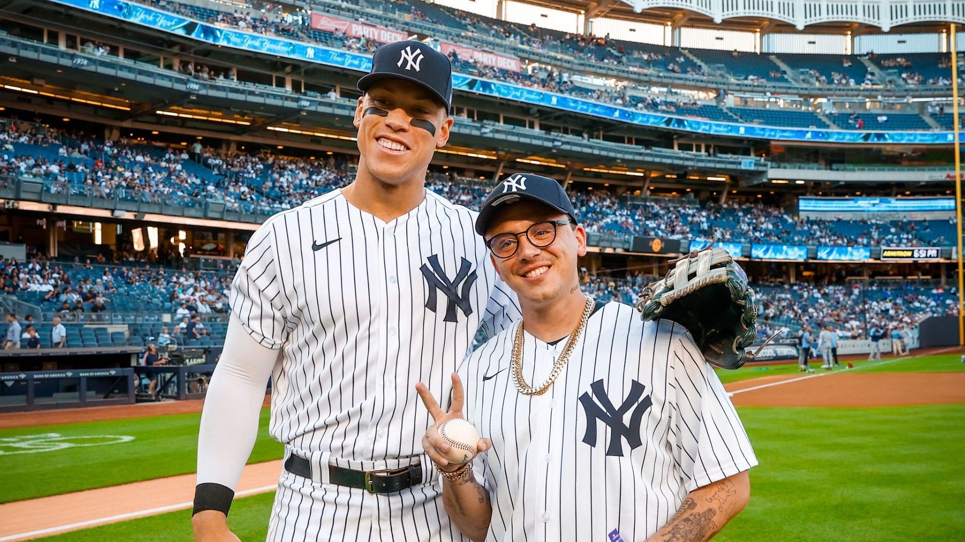 Aaron Judge with rapper Logic at the Yankee Stadium
