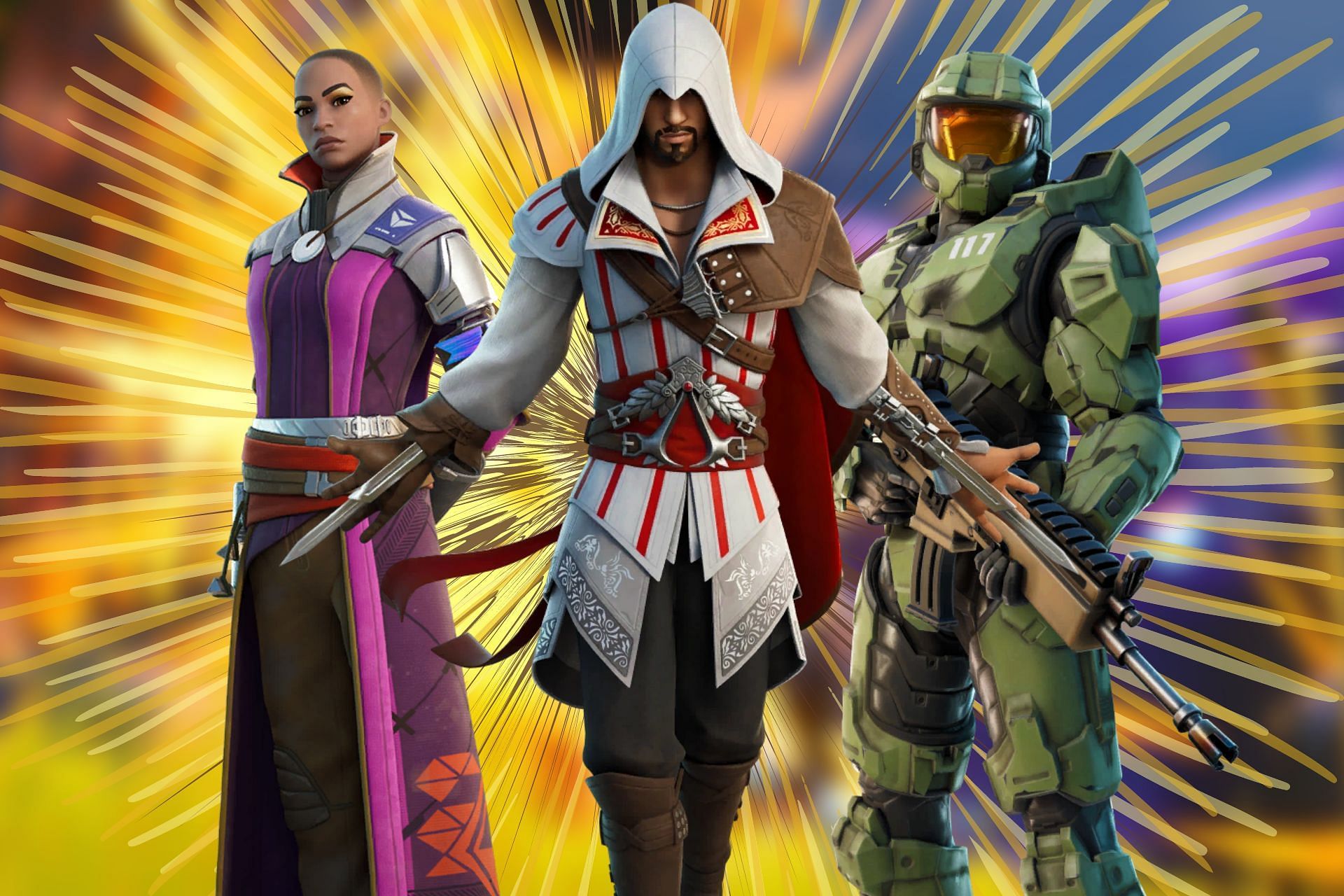Some of the best &quot;The Guy from Fortnite&quot; cosmetics (Image via Sportskeeda)