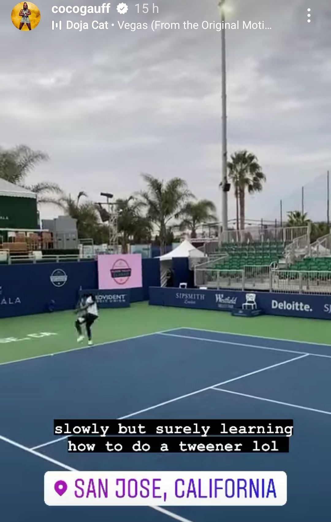 Coco Gauff trying to attempt the tweener