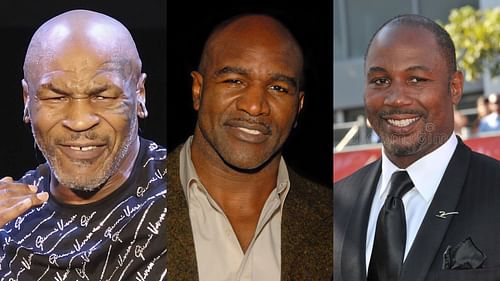 Mike Tyson (left), Evander Holyfield (center) and Lennox Lewis (right)