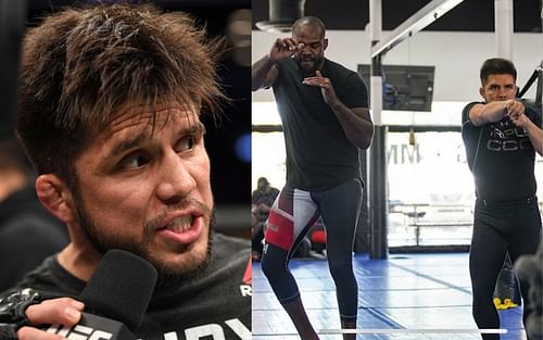 Henry Cejudo (left)(Image via Getty) and Jon Jones/Cejudo training together (right)(Image via YouTube @Henry Cejudo)