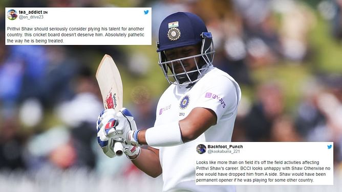 "This cricket board doesn't deserve him"- Furious fans slam BCCI as Prithvi Shaw is dropped from India A squad