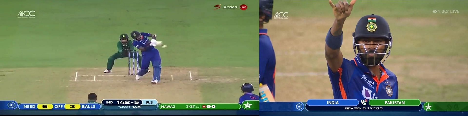 Hardik Pandya stayed unbeaten at 33 off 17 deliveries.