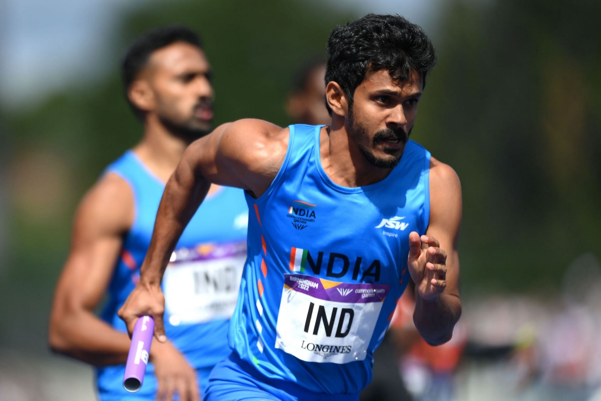 Noah Nirmal Tom during the men&#039;s 4x400m (Round 1, Heat 2) at CWG 2022 in Birmingham. (Getty Images)