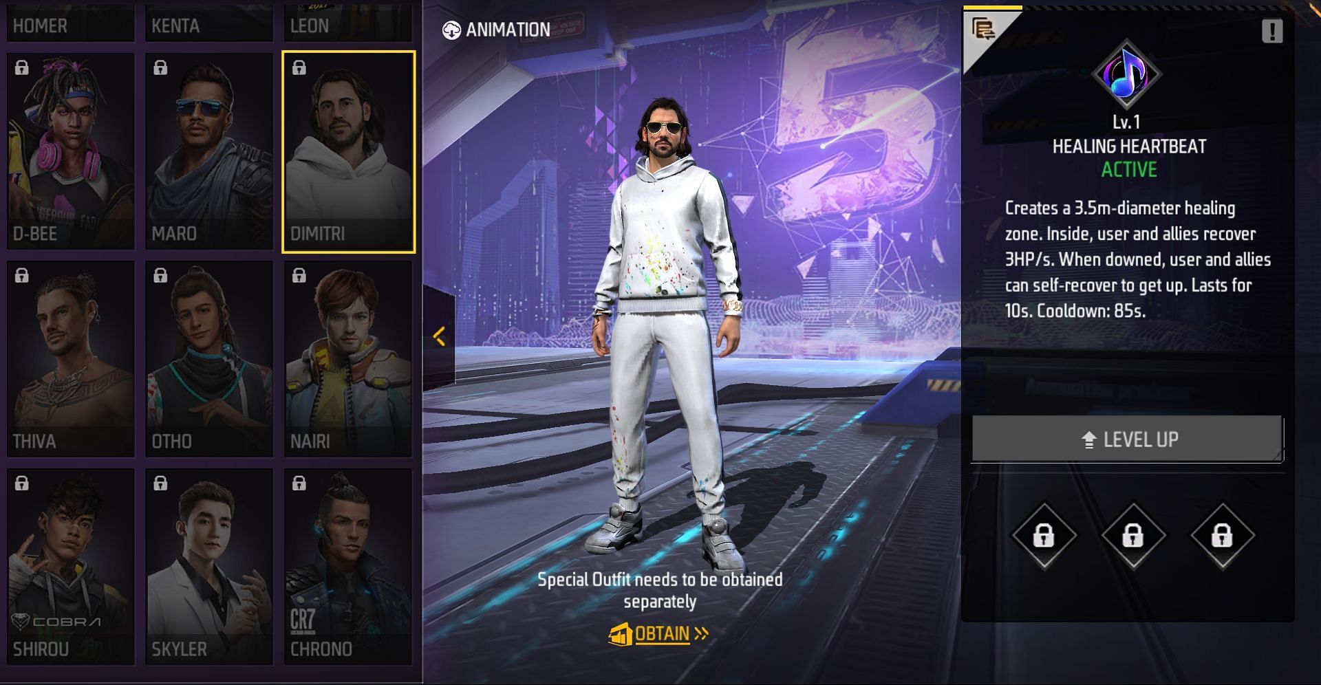 Dimitri&#039;s ability creates a healing zone in Free Fire (Image via Garena)