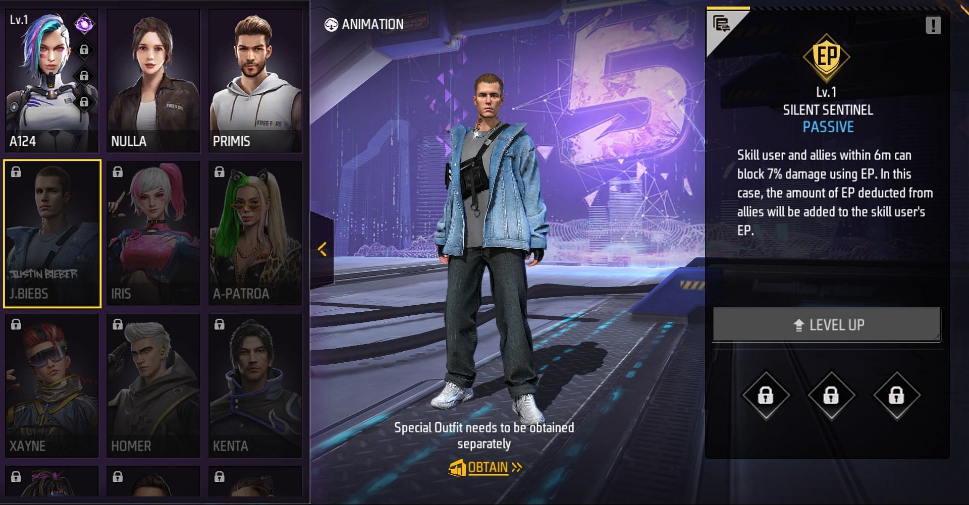 J.Biebs character has attracted a lot of hype (Image via Garena)