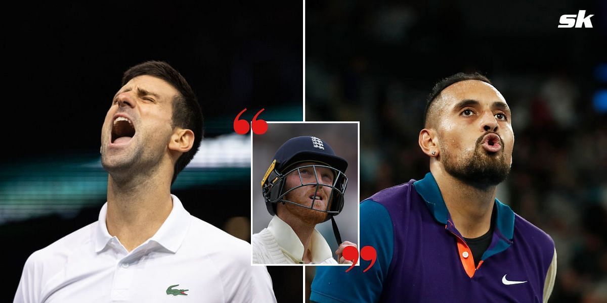 Cricketer Ben Stokes (center) spoke about the Djokovic-Kyrgios rivalry at a recent media event