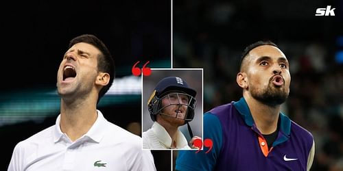 Cricketer Ben Stokes (center) spoke about the Djokovic-Kyrgios rivalry at a recent media event