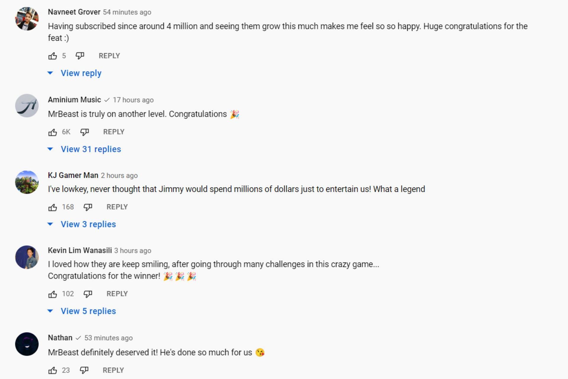 More fan reactions (Image via MrBeast/YouTube)
