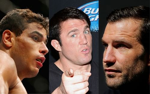 Chael Sonnen (C) believes the co-main event between Paulo Costa (L) and Luke Rockhold (R) will be a battle of two "heels"