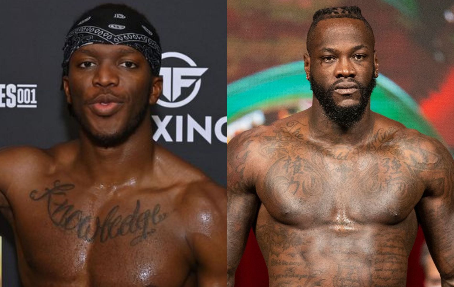 KSI (left) and Deontay Wilder (right)