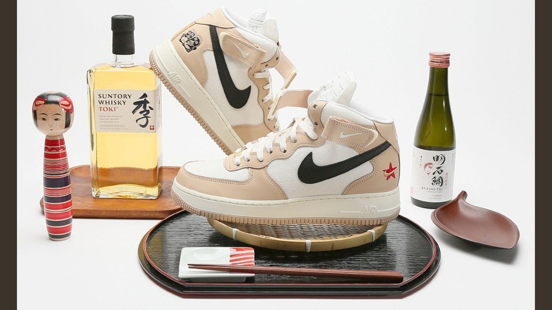 Take a closer look at the impending Nike Air Force 1 Mid Izakaya sneakers (Image via Twitter/@cncpts)