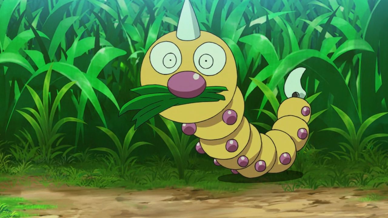 Weedle as it appears in the anime (Image via The Pokemon Company)