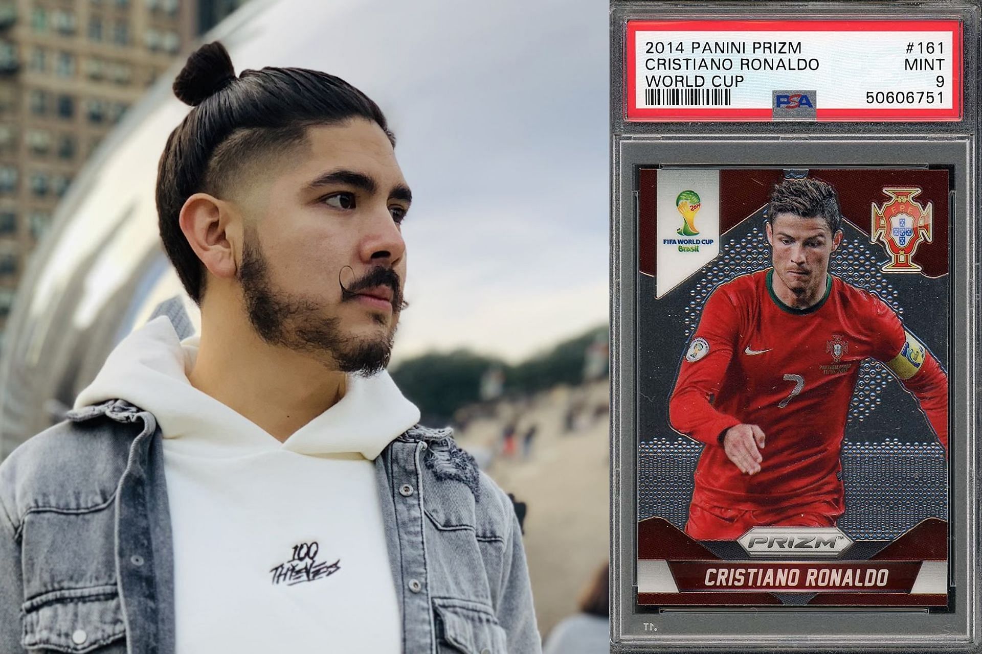 Castro1021 packs Cristiano Ronaldo from a $6,000 Panini Impeccable card box (Image via Sportskeeda)