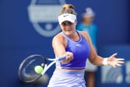 Bianca Andreescu in action at the Mubadala Silicon Valley Classic last week
