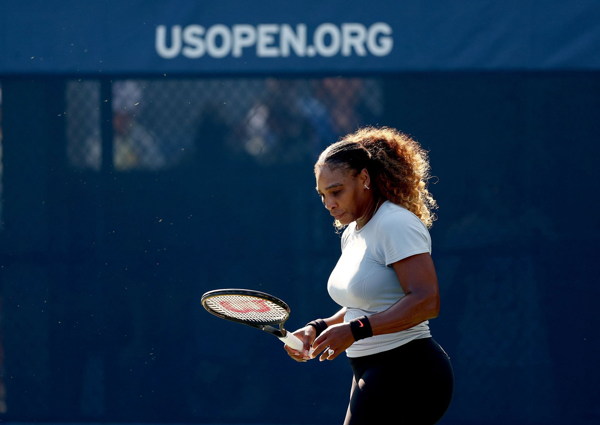 Serena Williams during a training session ahead of the US Open 2022