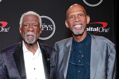 Bill Russell and Kareem Abdul - Jabbar never faced off against each other on a basketball court [Image Credits: Rich Fury/ Getty Images]