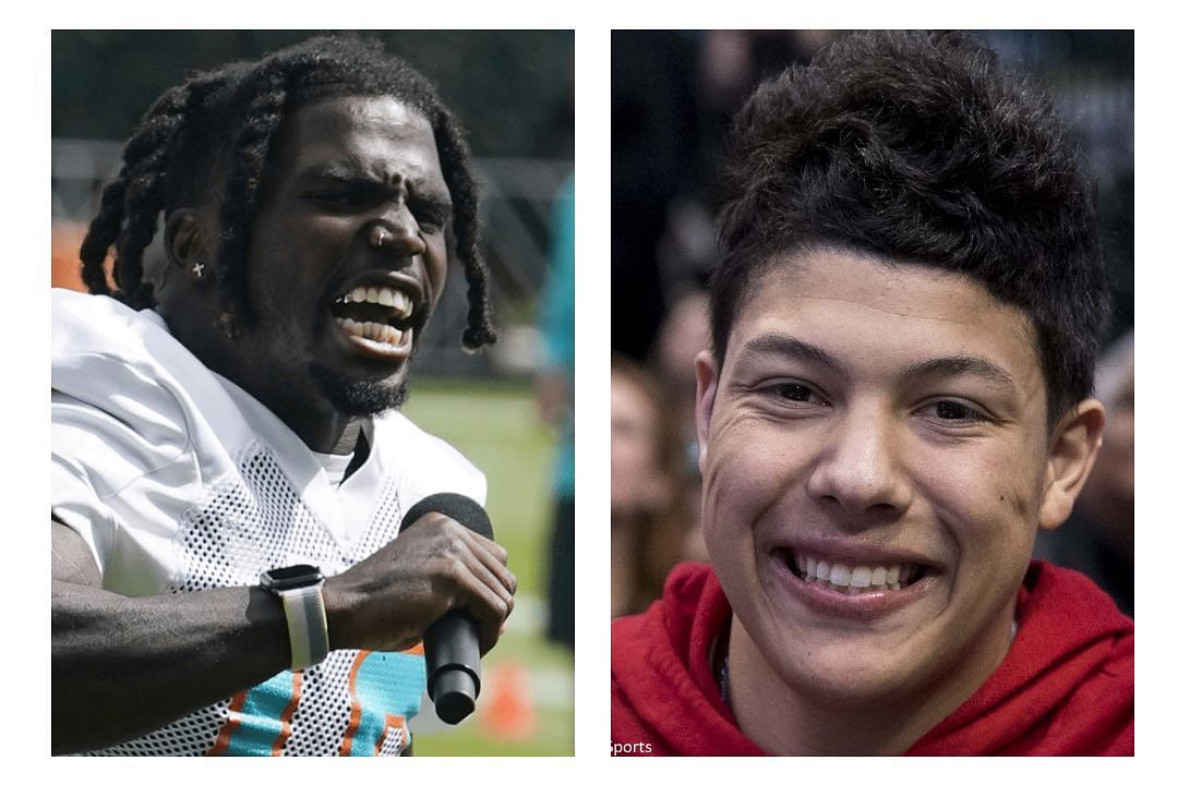 Miami Dolphins receiver Tyreek Hill and Jackson Mahomes