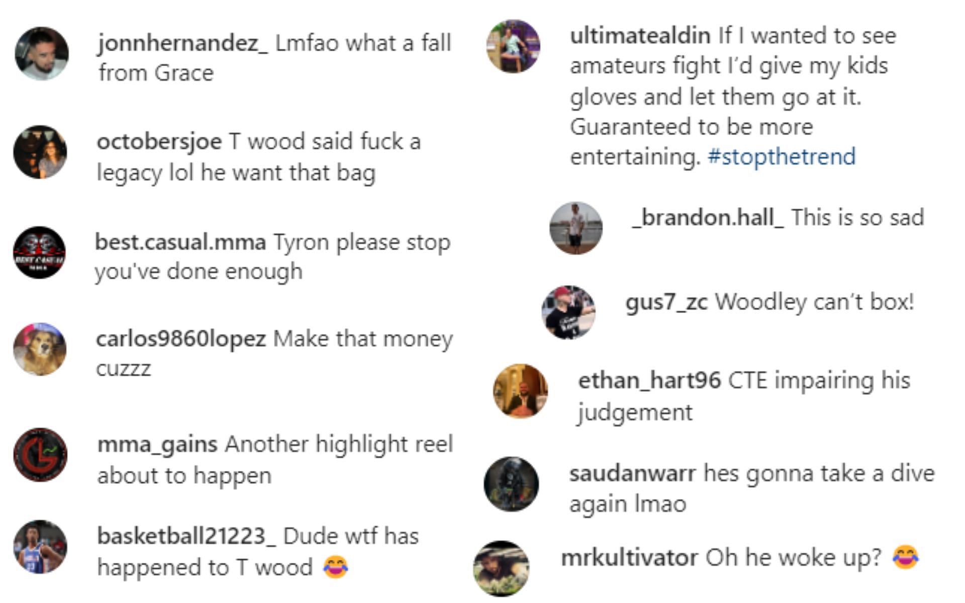 Comments roasting Tyron Woodley