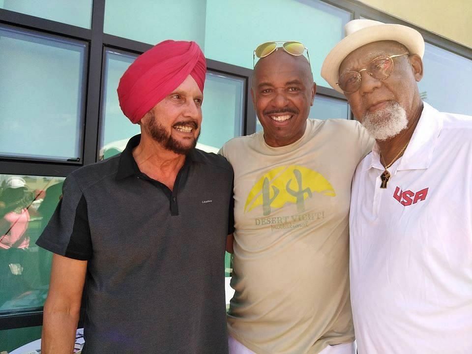 Mohinder Singh Gill (extreme left), former men&#039;s triple jump national record holder. Photo credit: MS Gill