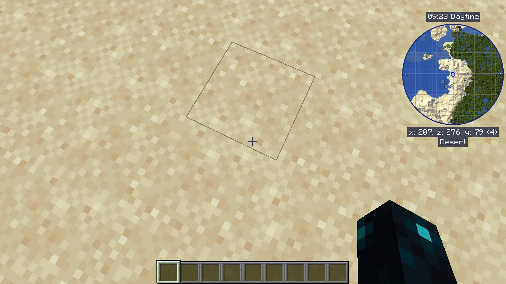 JourneyMap mod showing the minimap with coordinates below it in Minecraft Java Edition (Image via JourneyMap)