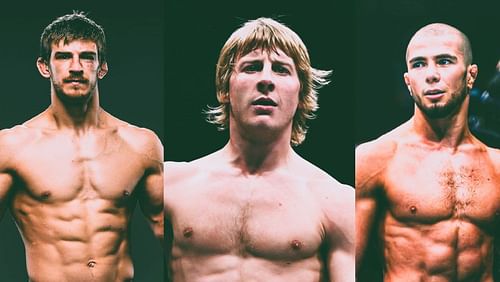 L-R: Paddy Pimblett, Muhammad Mokaev and Arnold Allen [Images via @theufcbaddy @muhammad_mokaev & @arnoldbfa on Instagram]