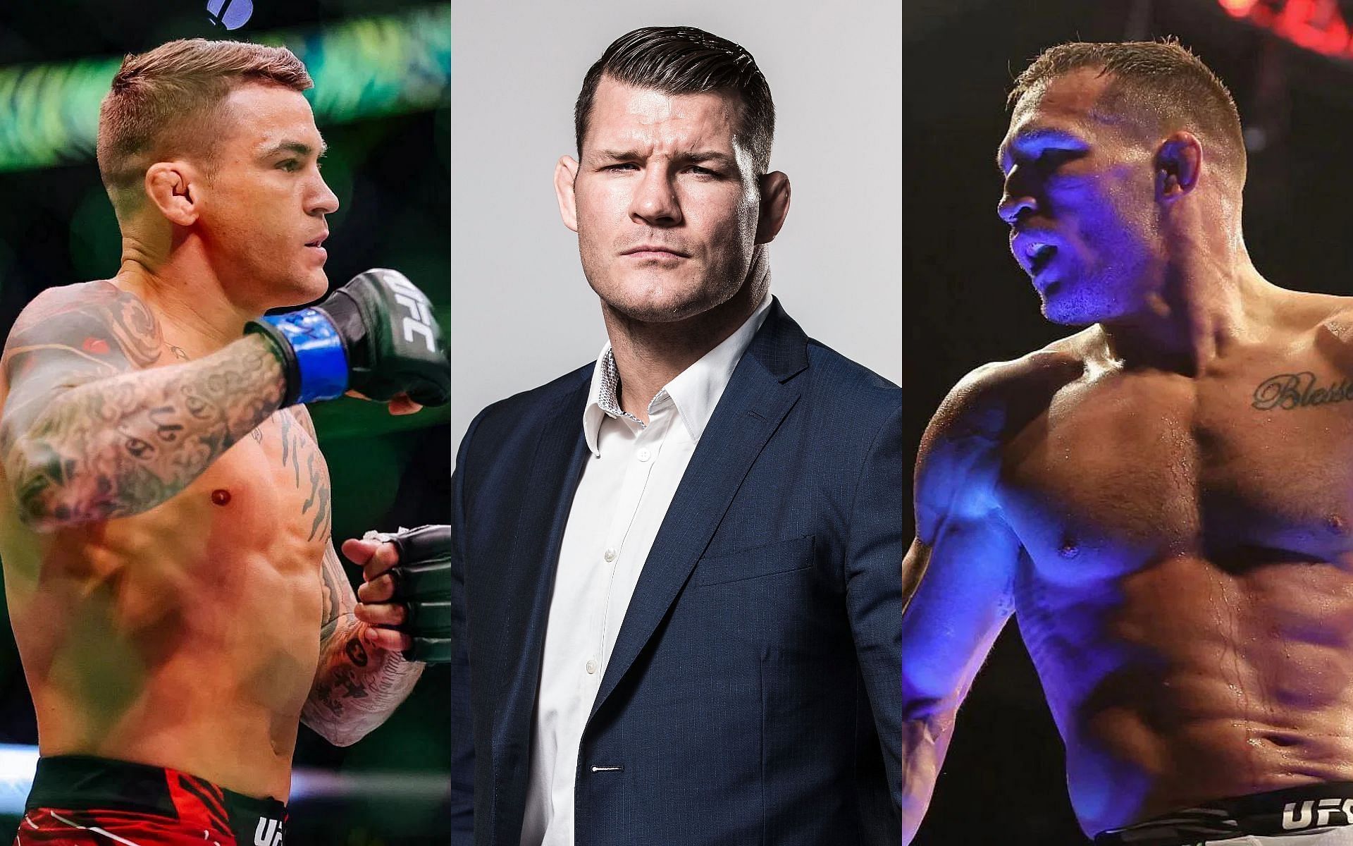 Dustin Poirier (left), Michael Bisping (center), and Michael Chandler (right) (Images via Getty)