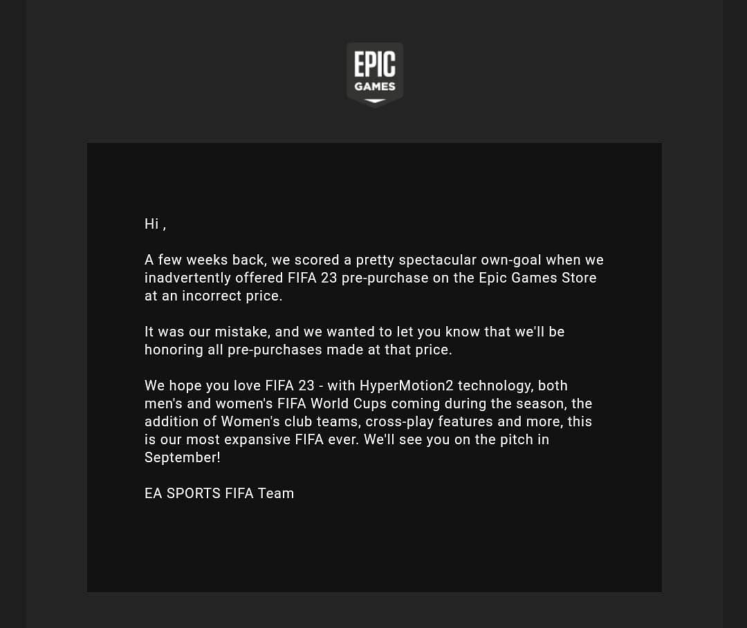 Epic Games Store Confirms That it Will Honour All Rs 5 FIFA 23 Purchases -  MySmartPrice