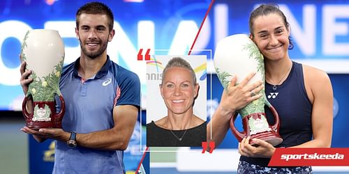 Borna Coric and Caroline Garcia after winning in Cincinnati