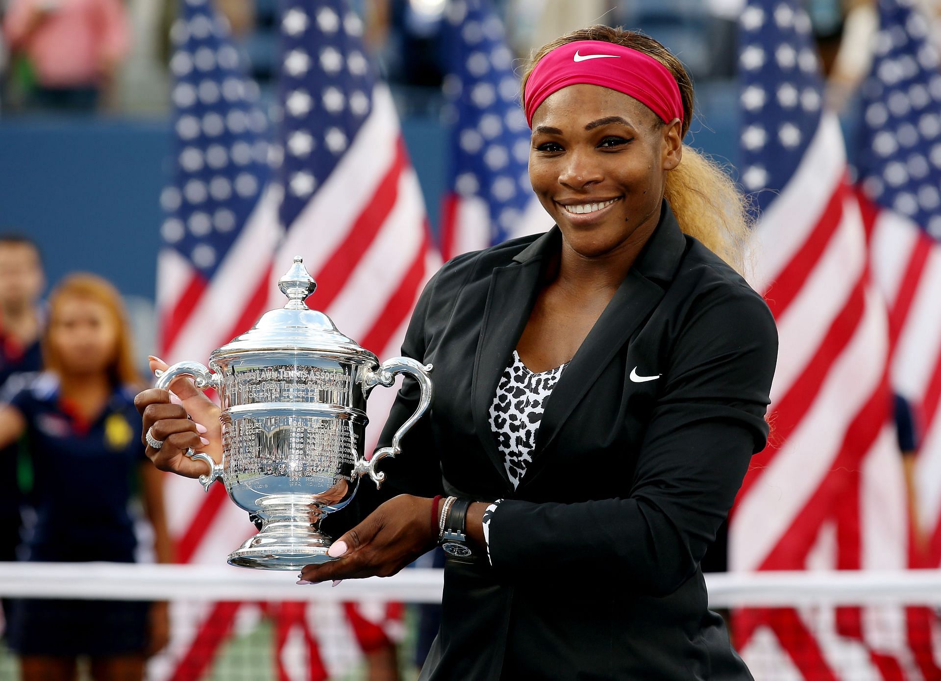 Serena Williams celebrates winning her home Slam in 2014