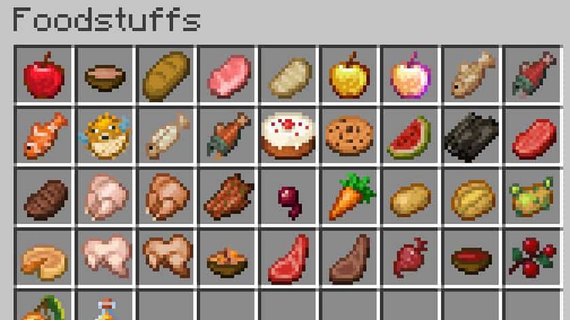 Various food items in Minecraft (Image via Mojang)