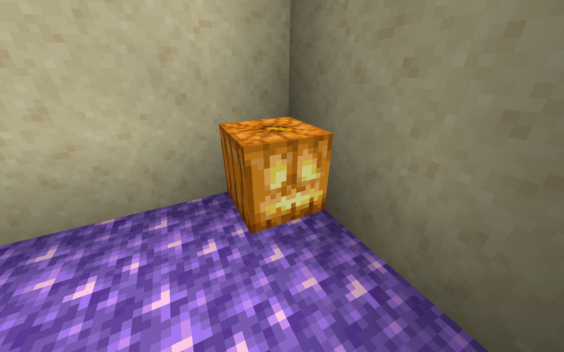 Jack O&#039; Lantern made with the help of  a carved pumpkin (Image via Minecraft 1.19 update)
