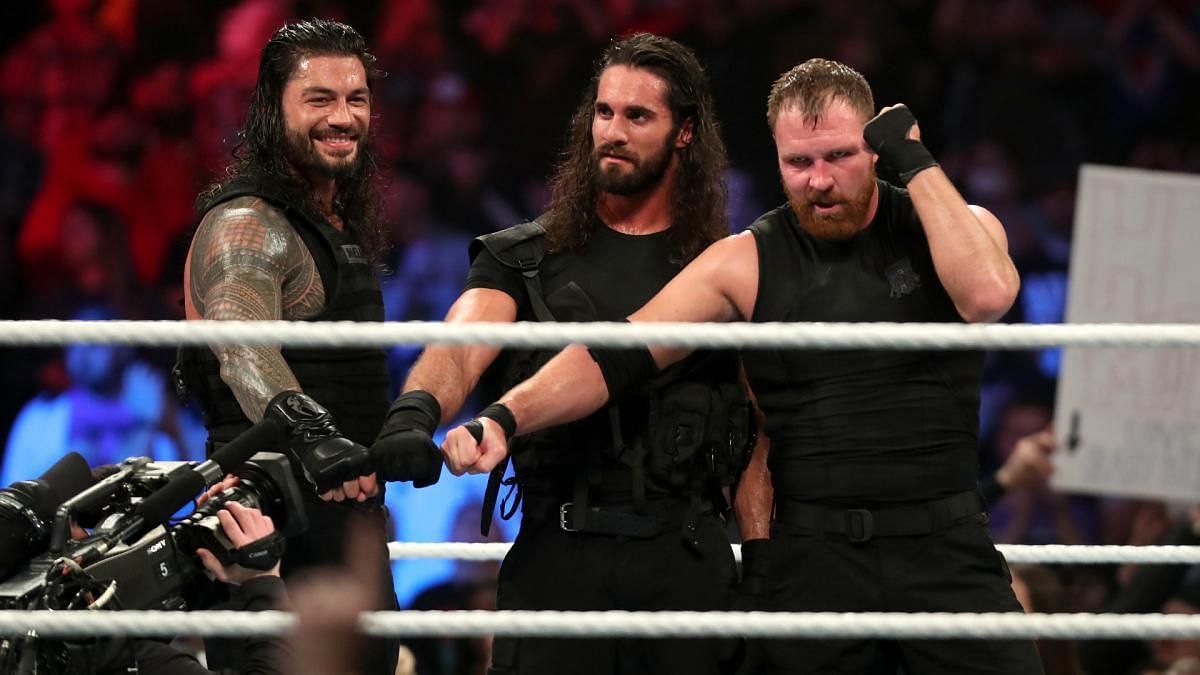 Roman Reigns, Seth Rollins, and Dean Ambrose, aka Jon Moxley