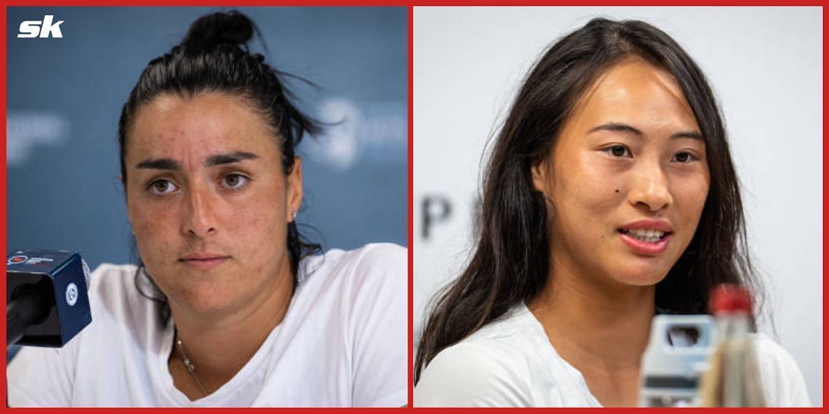 Jabeur (L) and Zheng will sqaure off in the second round of the 2022 Canadian Open