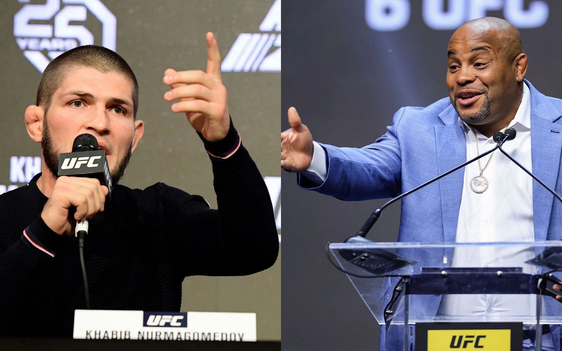 Khabib Nurmagomedov (left) and Daniel Cormier (right) 