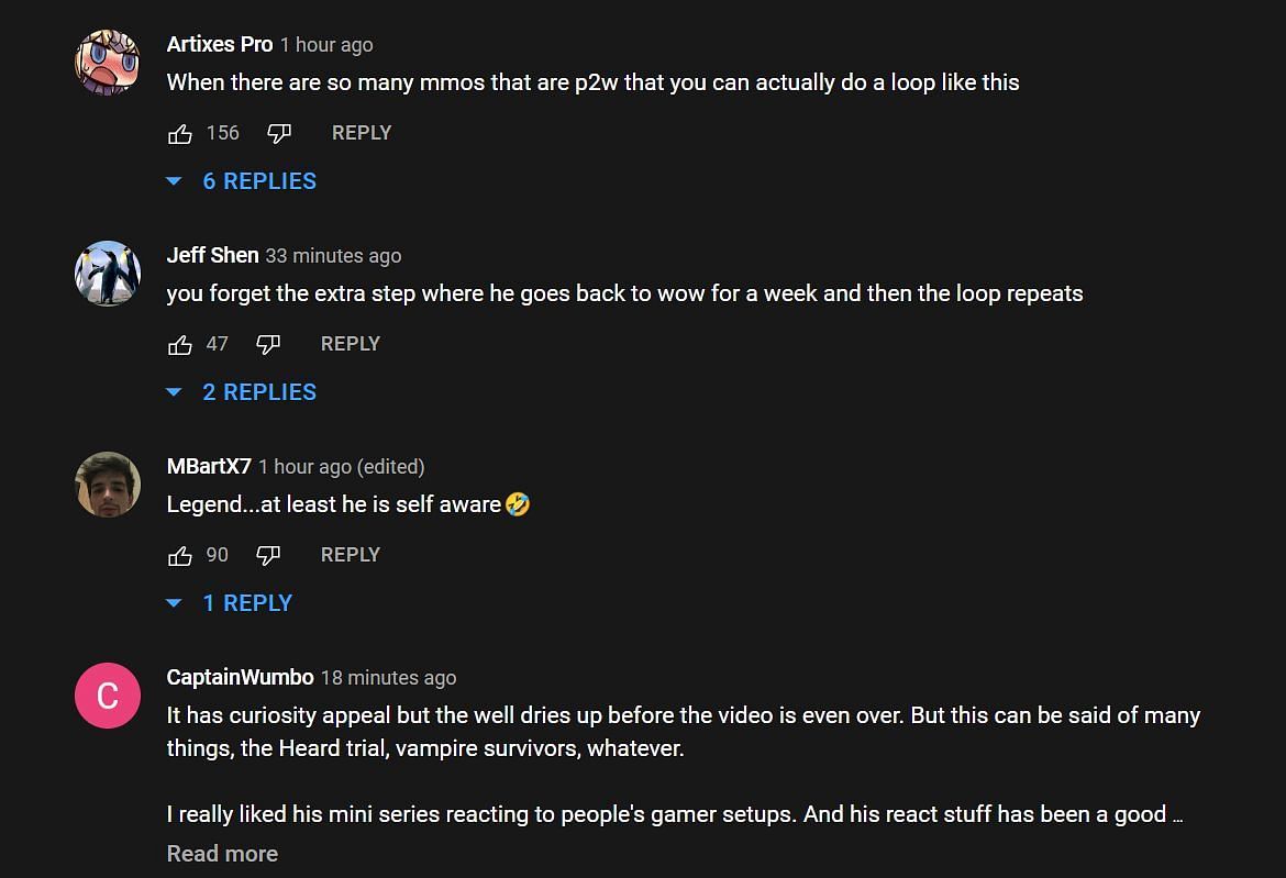 Fans comment below the clip (Image via Asmongold Clips/YouTube)