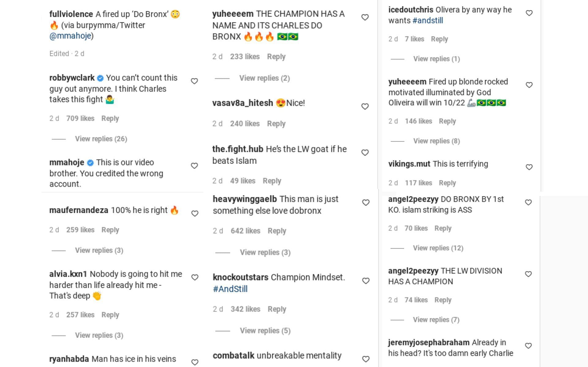 Fan reaction to Charles Oliveira&#039;s messages to Islam Makhachev