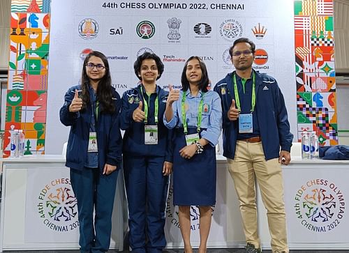 India B women's team beat Netherlands 3-1 in the tenth round of the 44th Chess Olympiad in Chennai on Monday. (Pic credit: FIDE/Lennart Ootes & Stev Bonhage)