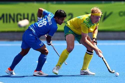 India's Nilakanta Sharma and Australia's Aran Zalewski in action. (PC: Getty Images)