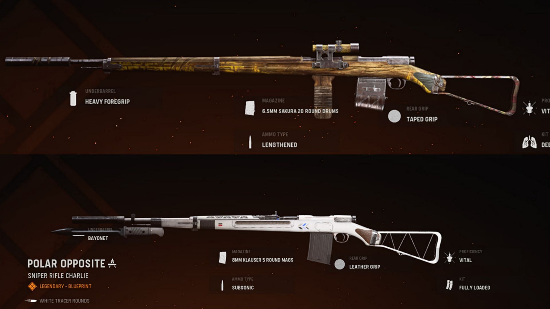 Some available blueprints for the Type 99 (Image via Activision)
