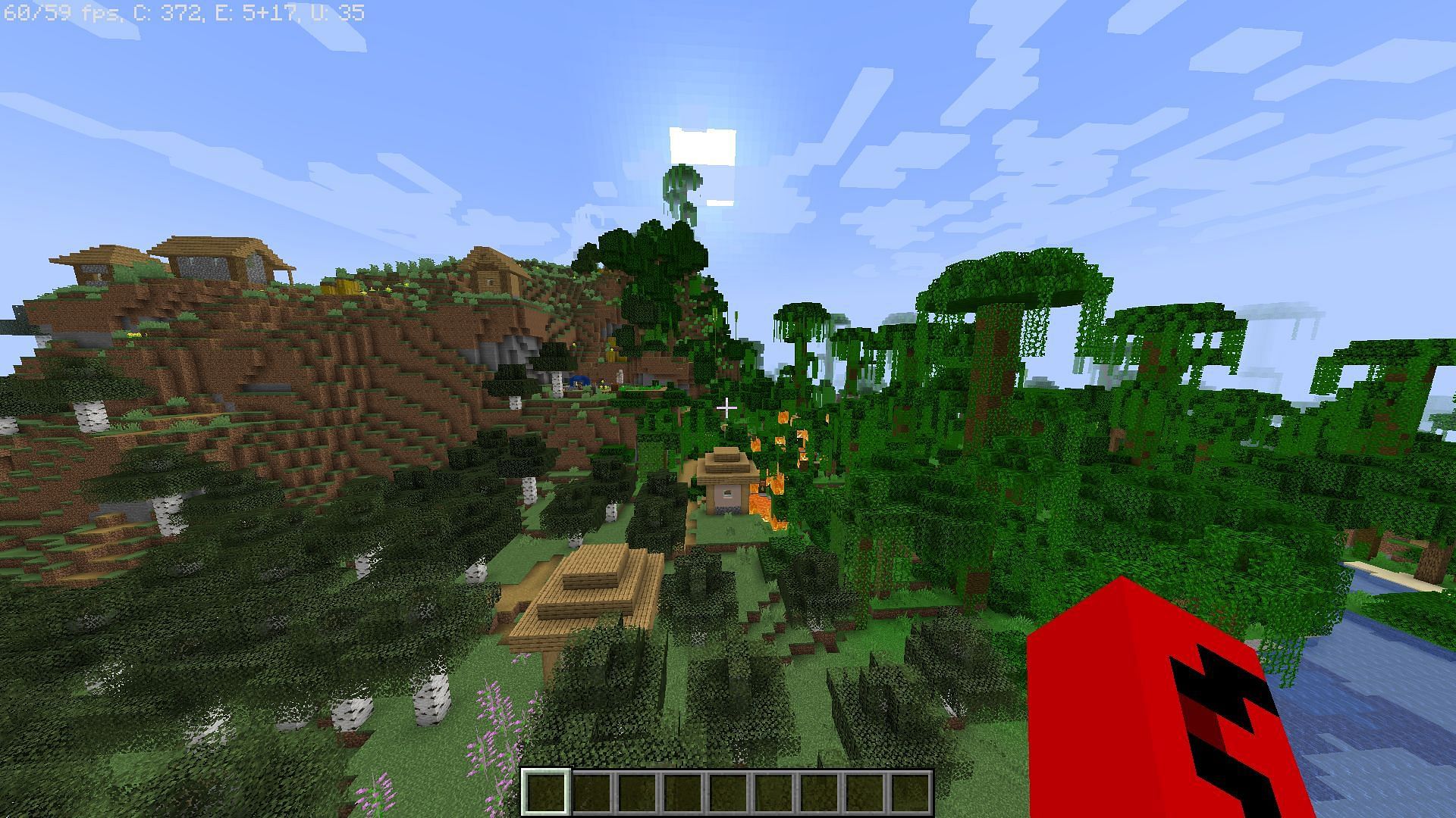 The &quot;Forest village and jungle temple&quot; seed (Image via Minecraft)