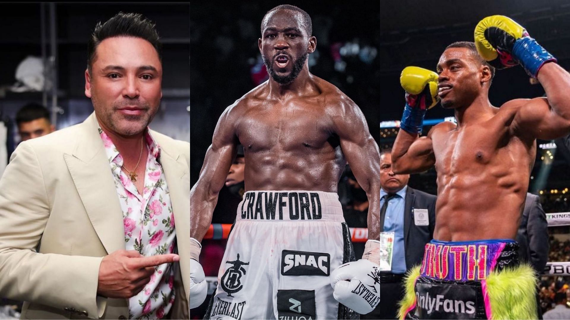 From left to right: Oscar De La Hoya, Terence Crawford (@tbudcrawford /Instagram), Errol Spence Jr. (@errolspencejr /Instagram)