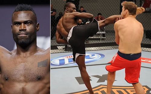 Uriah Hall (L) Hall KOs Adam Cella on TUF 17 (R) (Image credit: Yahoo Sports)