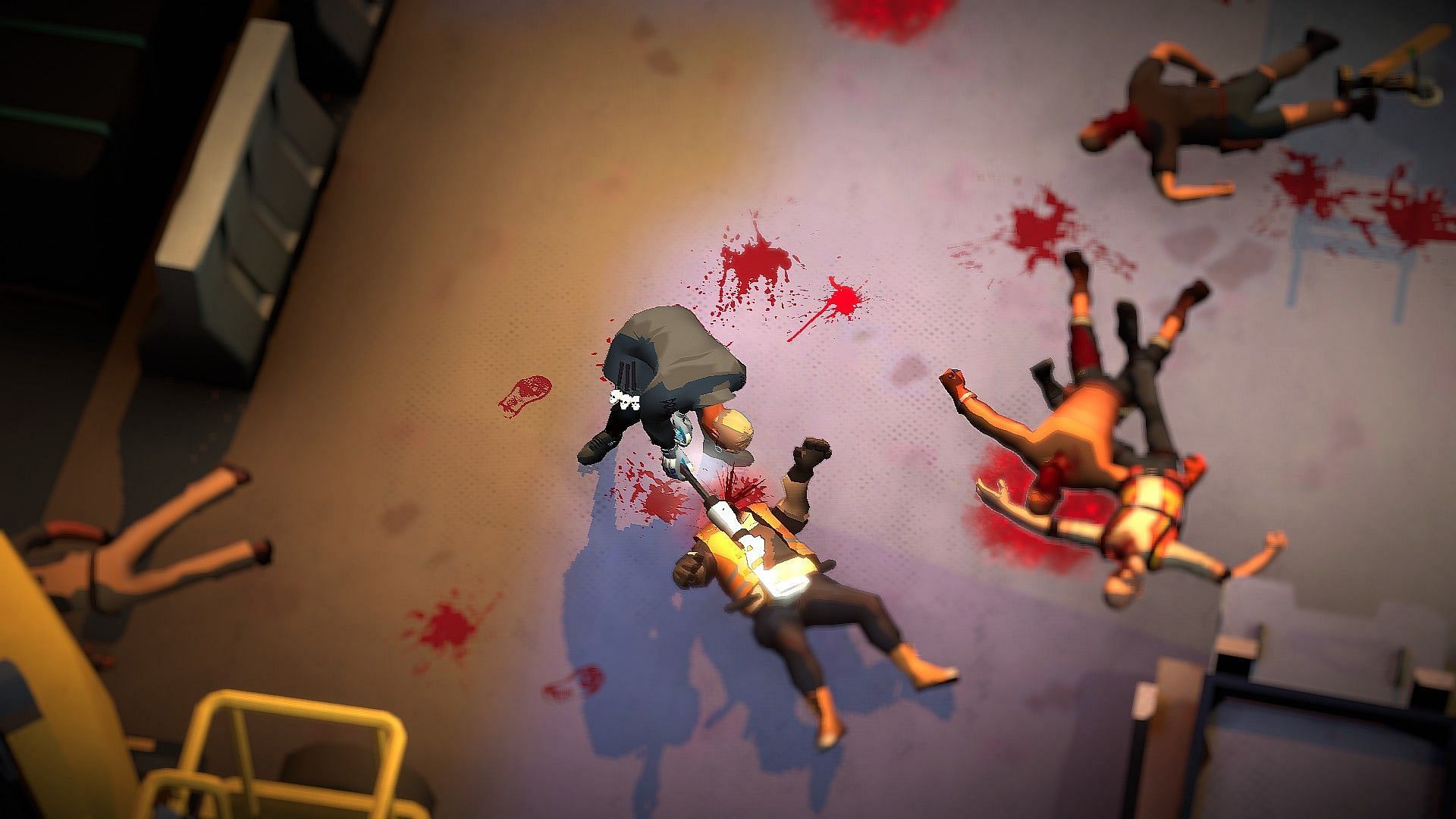 Hammer to the head is not a fun way to die... (Image via Humble Games/Midnight Fight Express)