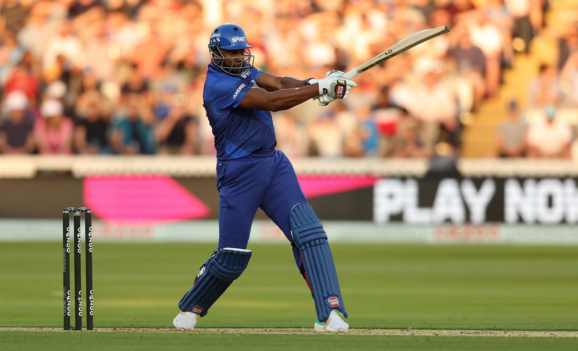 Kieron Pollard playing for the London Spirit at the Hundred. (Credits: Getty)