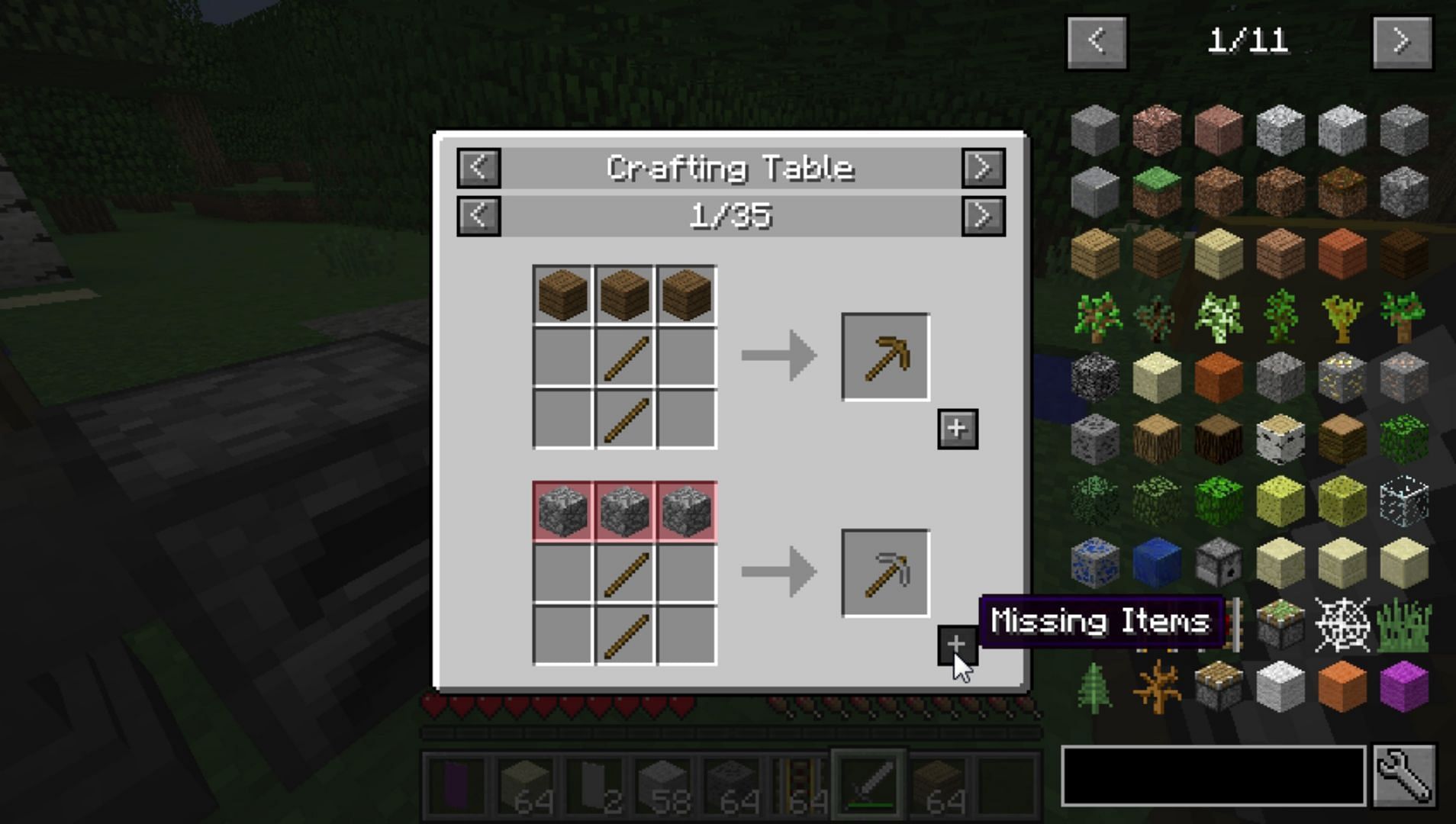 Crafting GUI is drastically improved with the Just Enough Items mod (Image via CurseForge)
